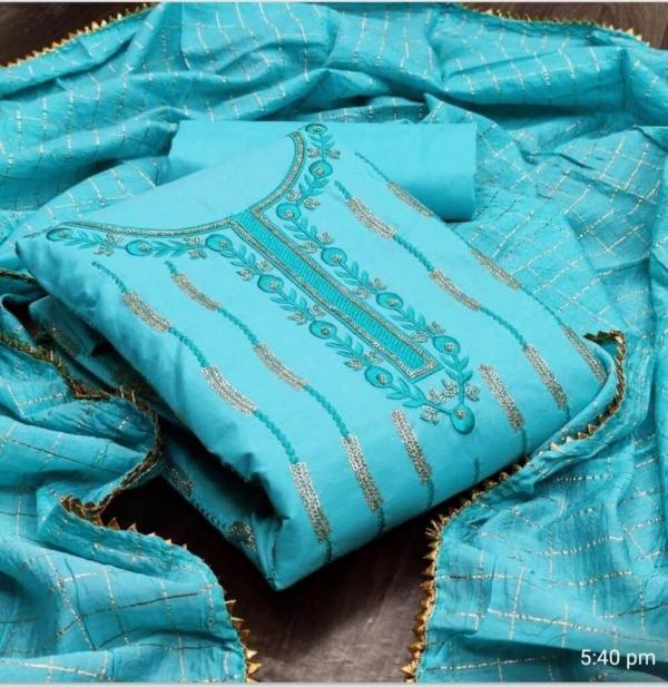 Chanderi Chex 1 Fancy Embroidery Dress Materials 